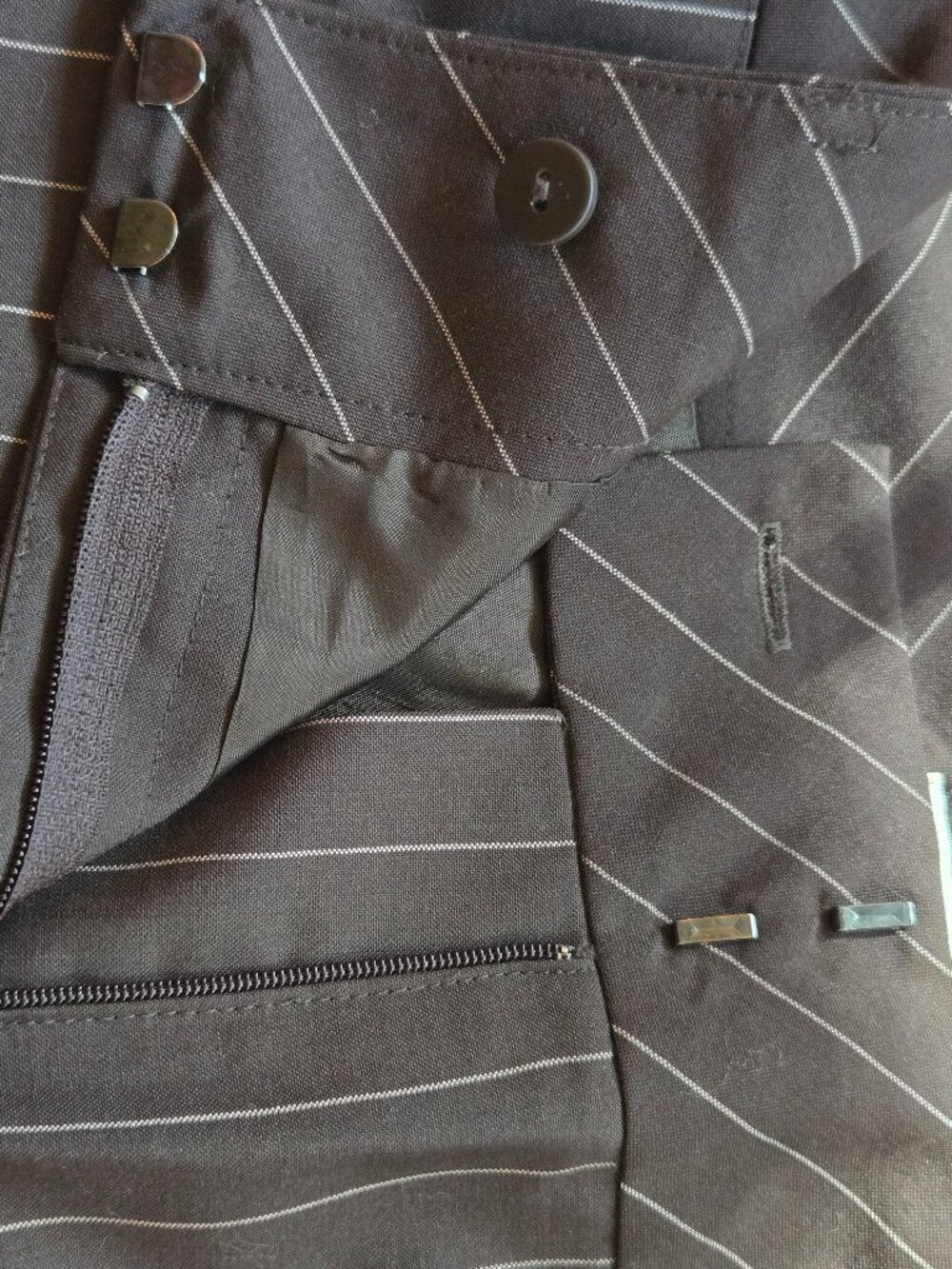 LOFT Laura Fit Brown Pinstripe Wool Blend Trouser Pants Size 8 Workwear Career - Picture 7 of 15